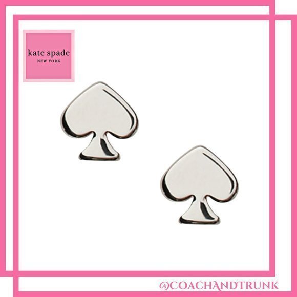 kate spade Jewelry - NWT KATE SPADE Signature Spade Silver Stud Earrings KS Pink Dust Bag Included